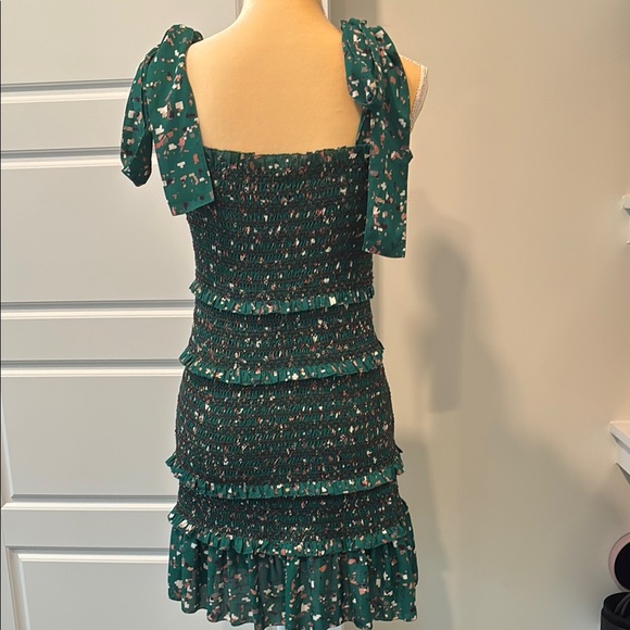 Reset By Jane Green Floral Fitted Mini Dress With Tie Straps Small - Picture 4 of 7